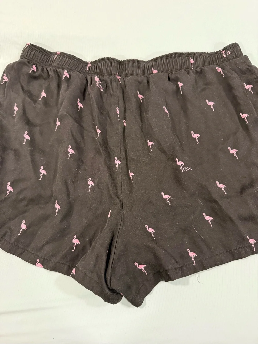 PINK Victoria's Secret Black Shorts with Pink Flamingo Print